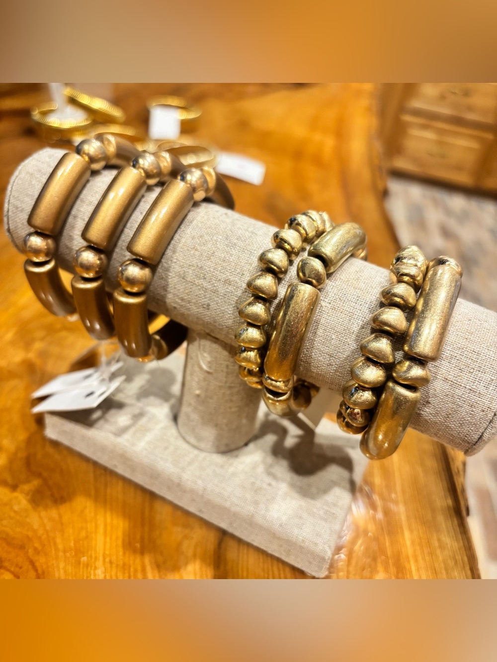 Stackable Gold-Tone Beaded Stretch Bracelets Lot • NWT